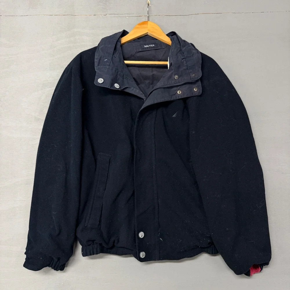 Vintage Nautica Reversible Bomber Jacket Navy Red Colorblock Large